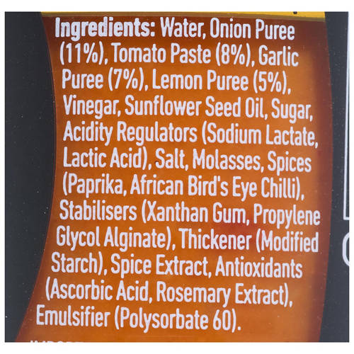 Ingredients 1, Medium Quick Marinade 262g