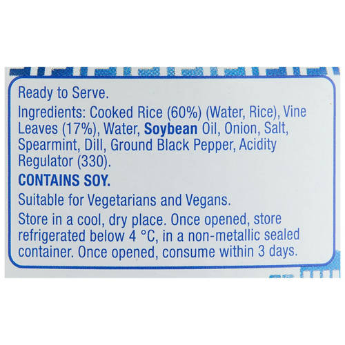 Ingredients 1, Greek Style Dolmades 280g