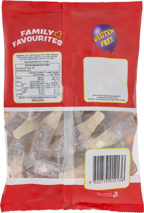 Front shot 2, Giant Lollies 1kg - Cola Bottles