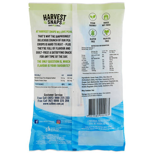 Front shot 2, Original Salted Harvest Snaps 5 Pack 90g