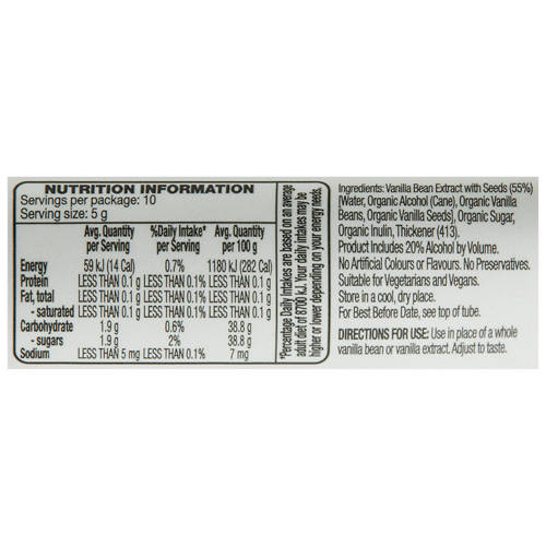 Nutrients 1, Organic Vanilla Bean Paste 50g