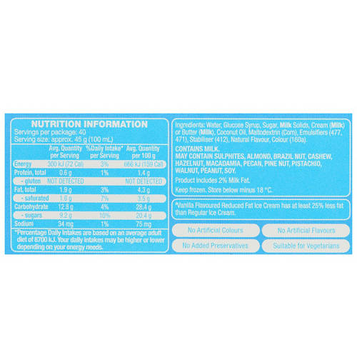 Nutrients 1, Vanilla Reduced Fat Ice Cream 4L