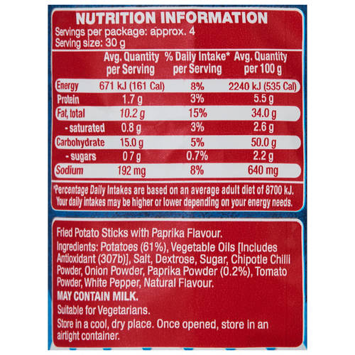 Nutrients 1, Potato Sticks Mild Paprika 125g