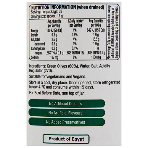 Nutrients 1, Whole Green Queen Olives 935g