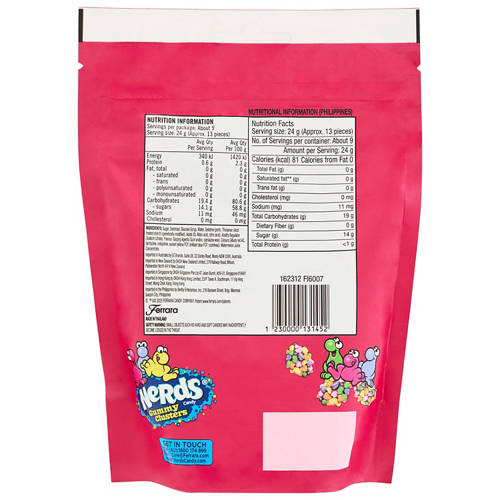 Front shot 2, Nerds Clusters Pouch 226g