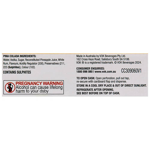 Nutrients 1, Pina Colada Ready to Serve Cocktail 2L