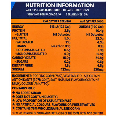 Nutrients 1, Microwave Popcorn 4 Pack 400g