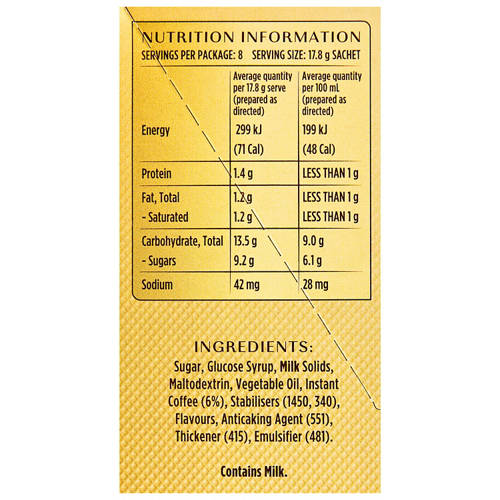 Nutrients 1, Hot/Iced Coffee Hazelnut Latte 8 Pack 142.4g
