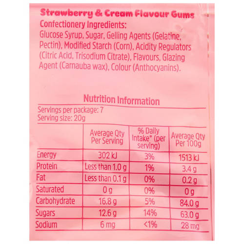 Nutrients 1, Squashies Strawberries & Cream 140g
