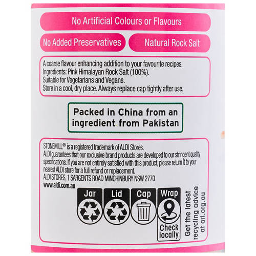 Ingredients 1, Himalayan Pink Rock Salt Grinder 260g