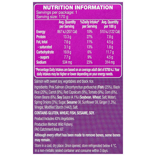Nutrients 1, Sweet Soy Salmon Bowl 170g