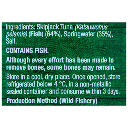 Ingredients 1, Tuna Chunks in Springwater 425g
