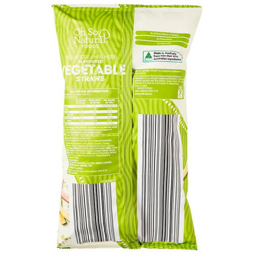Front shot 2, Vegetable Straws Sour Cream & Herb Flavoured 110g