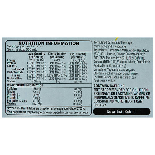 Nutrients 1, Flying Power Energy Drink Pine Lime 4 Pack 500ml