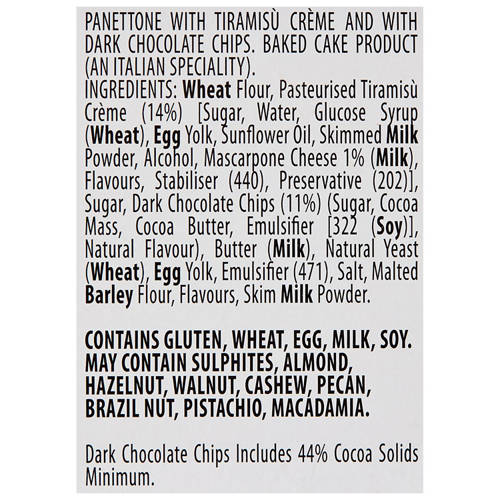 Ingredients 1, Tiramisu Panettone 750g