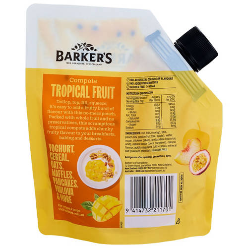 Front shot 2, Tropical Fruit Compote Pouches 300g