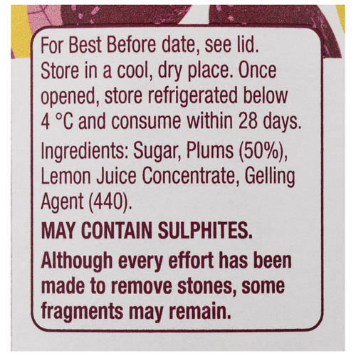 Ingredients 1, Plum Premium Jam 360g