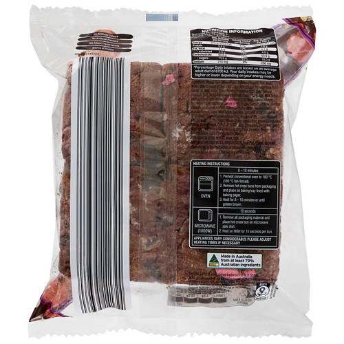 Front shot 2, Rocky Road Hot Cross Buns 4 Pack 300g