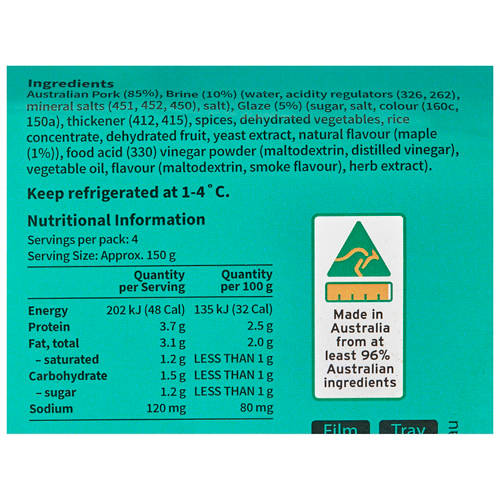 Ingredients 1, Maple Glaze Pork Scotch Fillet Steaks
