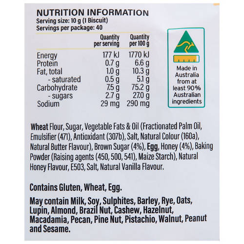 Nutrients 1, Honey & Brown Sugar Biscuits 400g