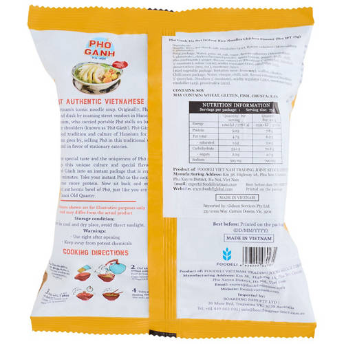 Front shot 2, Pho Ganh Ha Noi Vietnamese Instant Traditional Chicken Rice Noodles 75g