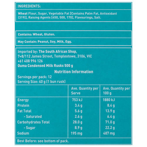 Ingredients 1, Condensed Milk Rusks 500g