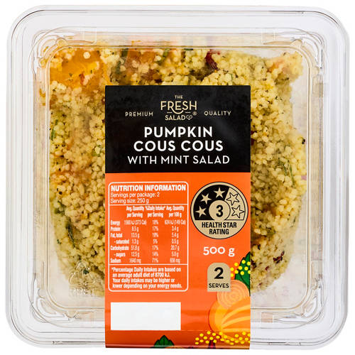 Front shot 2, Pumpkin and Mint Cous Cous Salad 500g