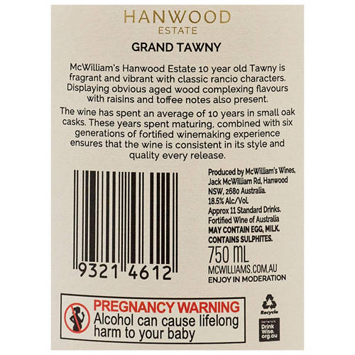 Ingredients 1, Hanwood Estate 10YO Grand Tawny
