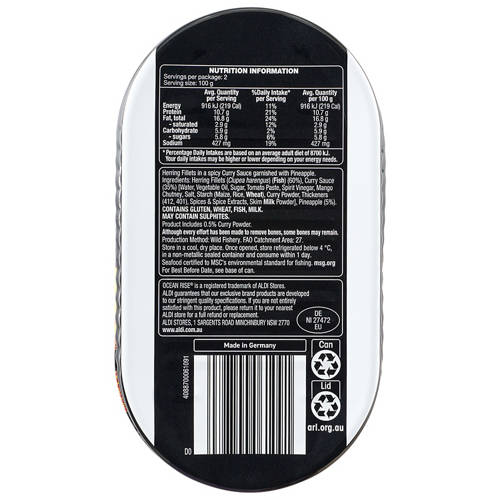 Front shot 3, Herring Fillets In Curry & Pineapple Sauce 200g