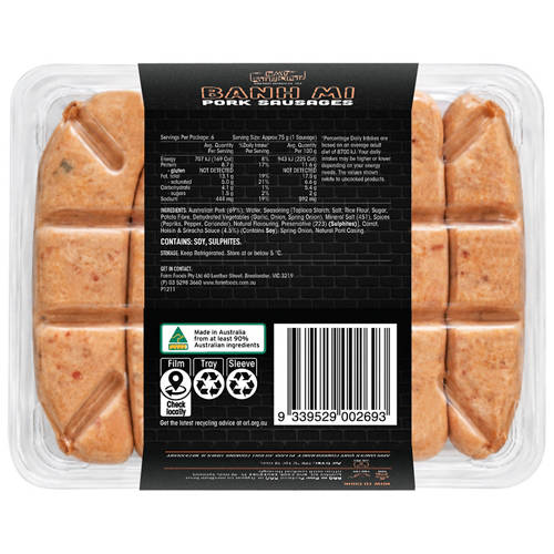 Front shot 2, Pork Banh Mi Sausages 6 Pack 450g