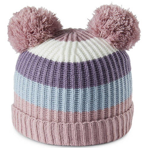 Children's Knitted Beanie with Two Pom Poms