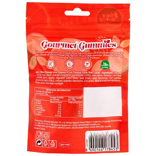 Front shot 2, Gourmet Gummies Blood Orange & Passion Fruit 140g