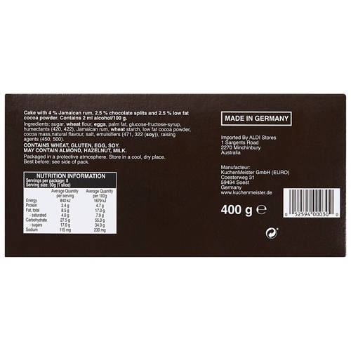 Front shot 3, Liqueur Cake Rum 400g