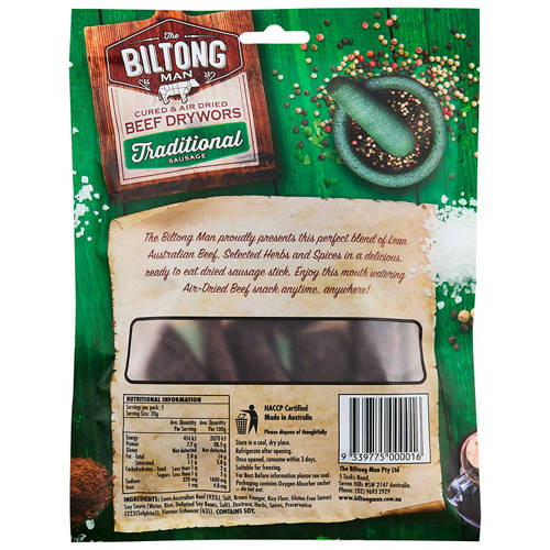 Front shot 2, Beef Drywors Sticks 100g