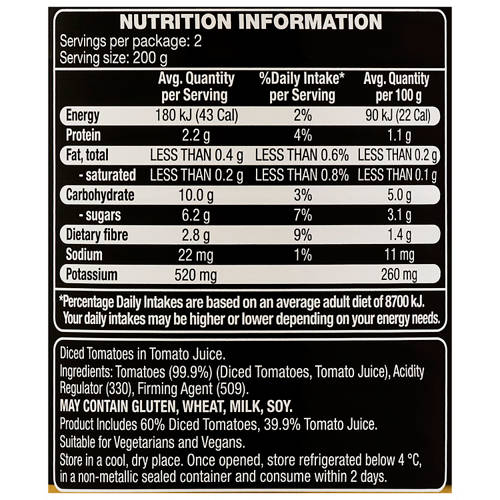 Nutrients 1, Australian Diced Tomatoes 400g