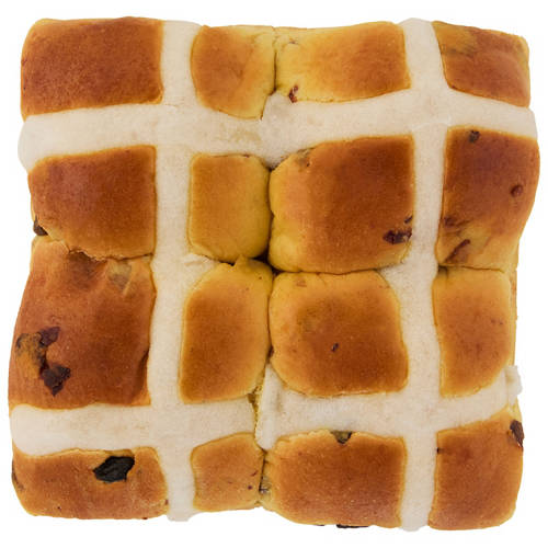 Front shot 3, Indulgent Brioche Style Hot Cross Buns 4 Pack 300g