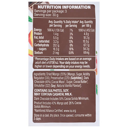 Ingredients 1, White Chocolate Dipped Mango 90g