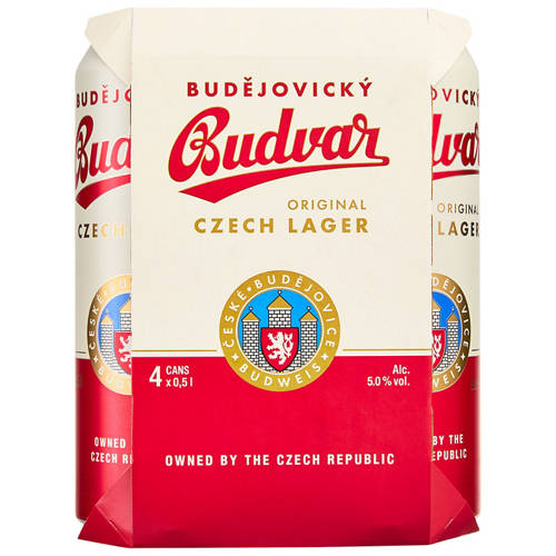 Front shot 2, Budejovicky Budvar Can 4 Pack