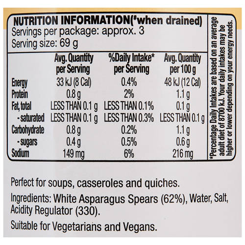 Nutrients 1, White Asparagus Spears 330g