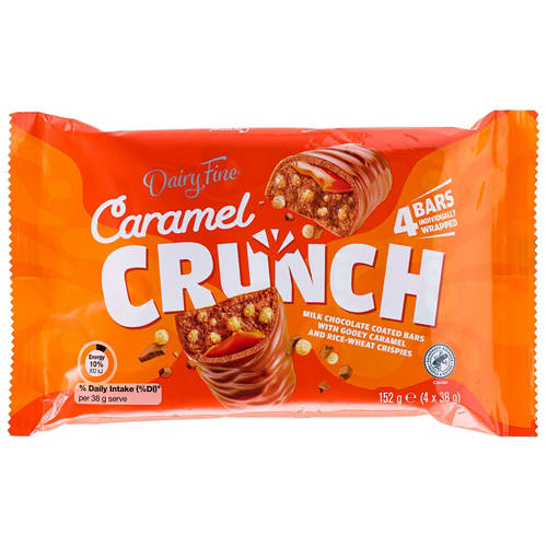 Front shot 2, Caramel Crunch Bars 4 Pack 152g