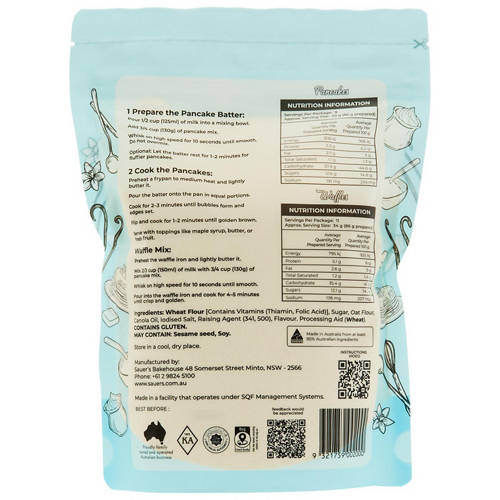 Front shot 2, Pancake and Waffle Mix Original Vanilla Flavour 400g