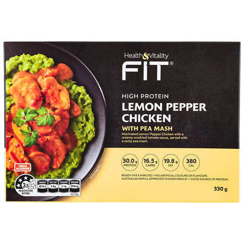 Front shot 2, Lemon & Pepper Chicken with Pea Mash 330g