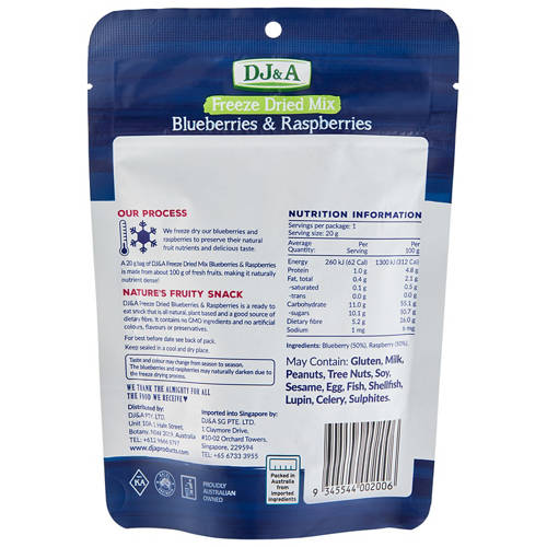 Front shot 2, Freeze Dried Blueberries & Raspberries 20g