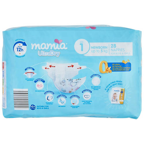 Front shot 3, Size 1 Nappies up to 5kg 28 Pack