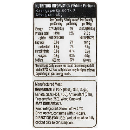 Nutrients 1, Smoked Hocks per kg