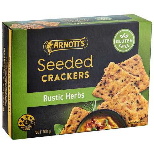 Front shot 1, Seeded Crackers Rustic Herbs 100g