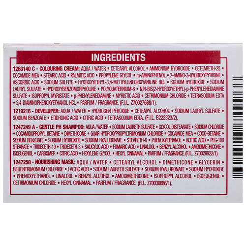 Ingredients 1, Excellence Crème Hair Colour Assorted