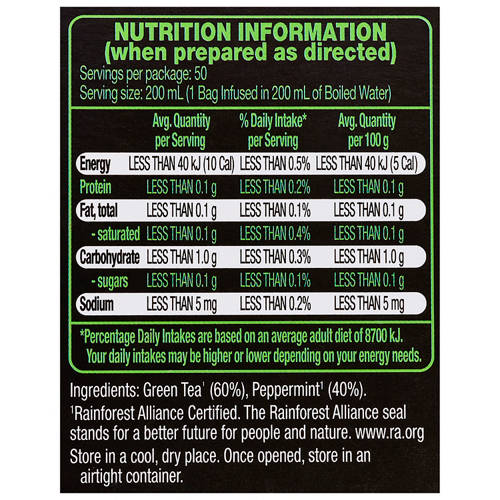 Nutrients 1, Green Tea Mint 50 Tea Bags 75g