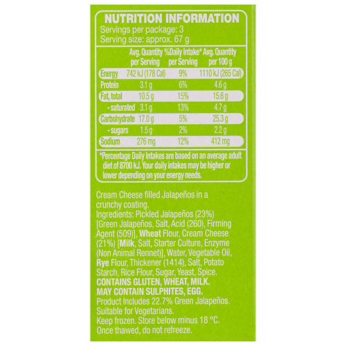 Nutrients 1, Jalapeno & Cream Cheese Poppers 200g