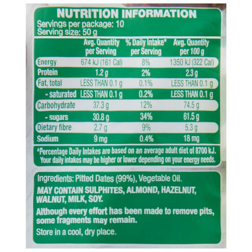 Nutrients 1, Pitted Dates 500g